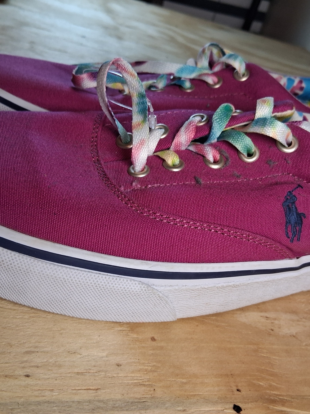 Polo by Ralph Lauren Magenta Canvas Low-Top Sneakers with Tie-Dye Laces - Picture 5 of 8